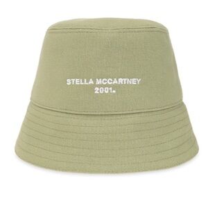 New Stella McCartney Green Bucket Hat with White Embroidery